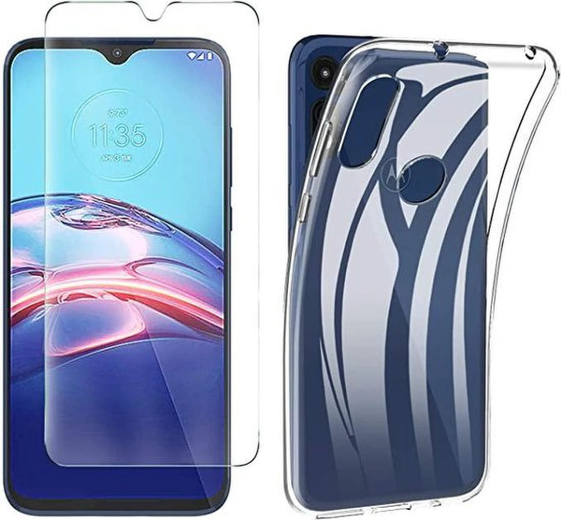 Silicone hoesje transparant met 2 Screenprotector Geschikt voor: Motorola Moto E7
