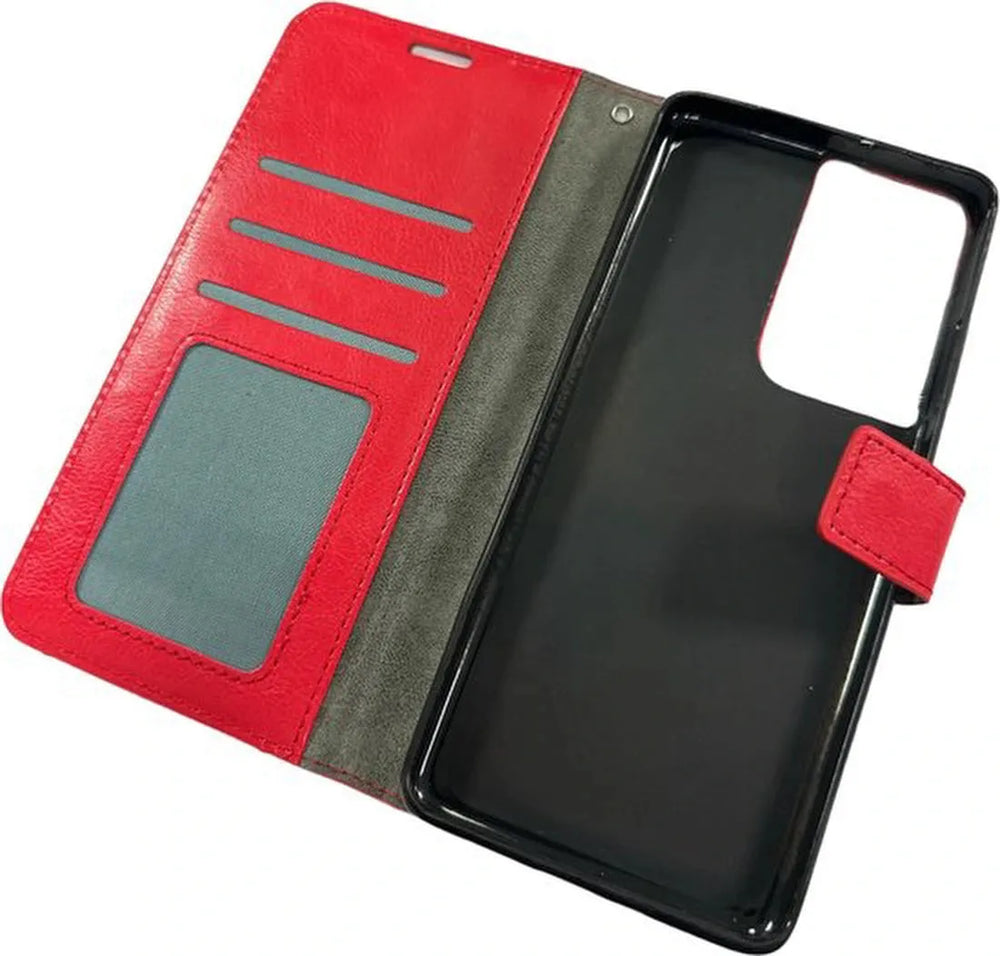 Samsung Galaxy S21 Ultra Hoesjes – Portemonnee Book Case – Pasjeshouder – Magneetsluiting – Rood-Ilumina Benelux