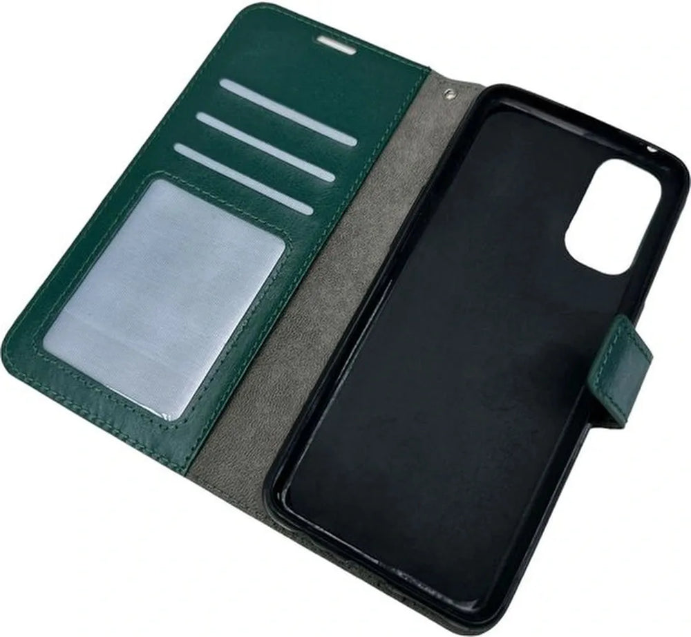 Oppo Reno 4 5G Hoesjes – Portemonnee Book Case – Pasjeshouder – Magneetsluiting – Groen-Ilumina Benelux