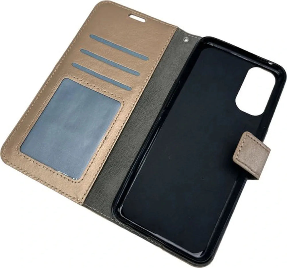 Oppo Reno 4 Pro 5G Hoesjes – Portemonnee Book Case – Pasjeshouder – Magneetsluiting – Goud-Ilumina Benelux