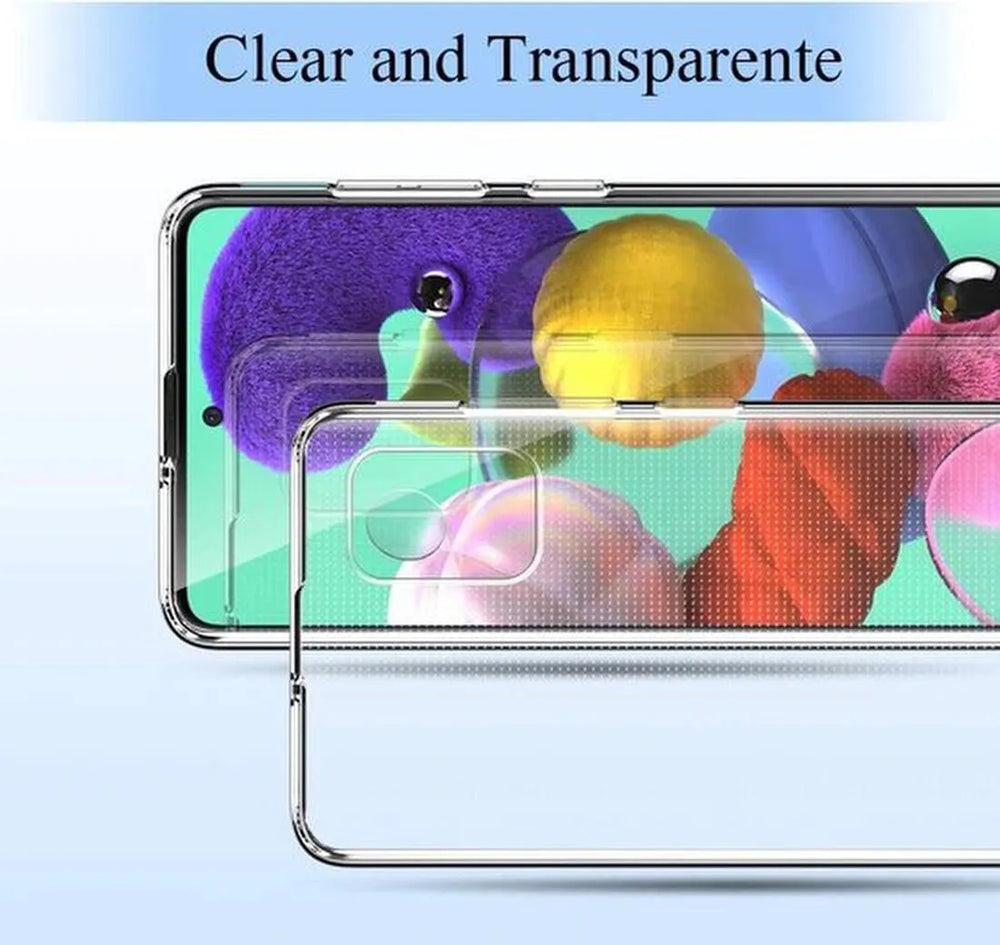 Samsung Galaxy A71 Hoesjes – Transparante Siliconen Backcover – 2x Gehard Glas Screenprotector – Anti-kras-Ilumina Benelux