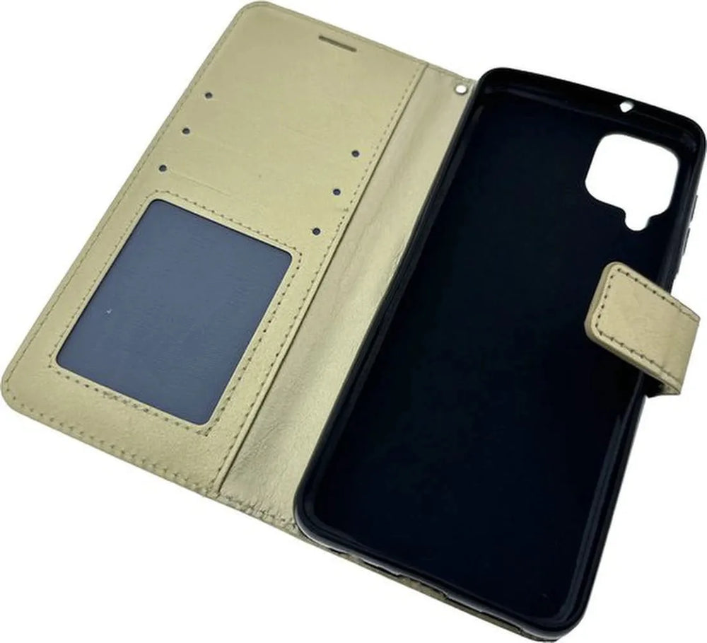 Samsung Galaxy A12 Hoesjes – Portemonnee Book Case – Pasjeshouder – Magneetsluiting – Goud-Ilumina Benelux