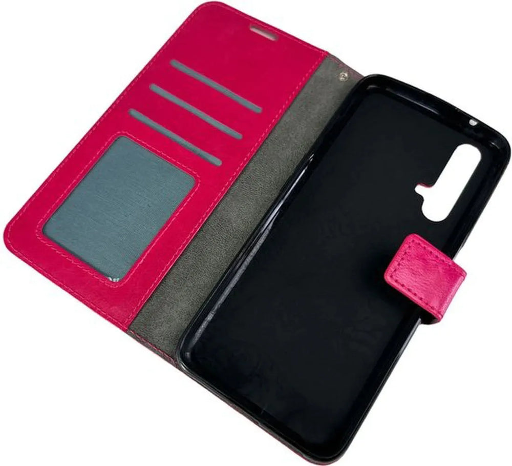 Realme X50 5G Hoesjes – Portemonnee Book Case – Magneetsluiting – 2x Gehard Glas Screenprotector – Roze-Ilumina Benelux