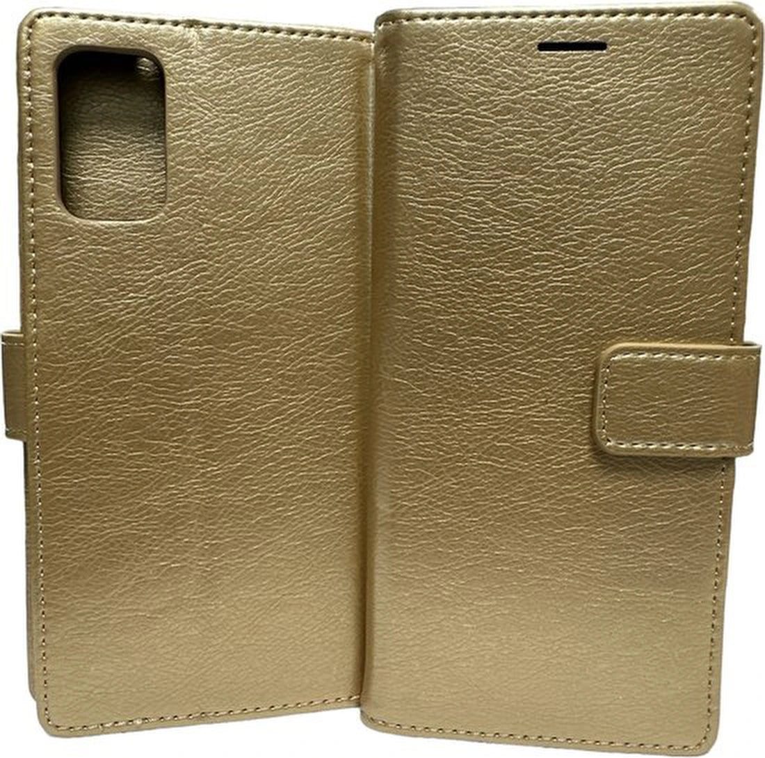 Portemonnee Hoesje - 2 Pack Screenprotector Geschikt voor: Samsung Galaxy A02S - goud