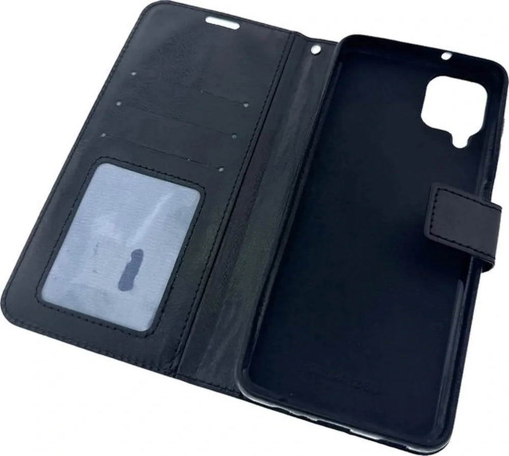 Samsung Galaxy A12 Hoesjes – Portemonnee Book Case – Pasjeshouder – Magneetsluiting – Zwart-Ilumina Benelux