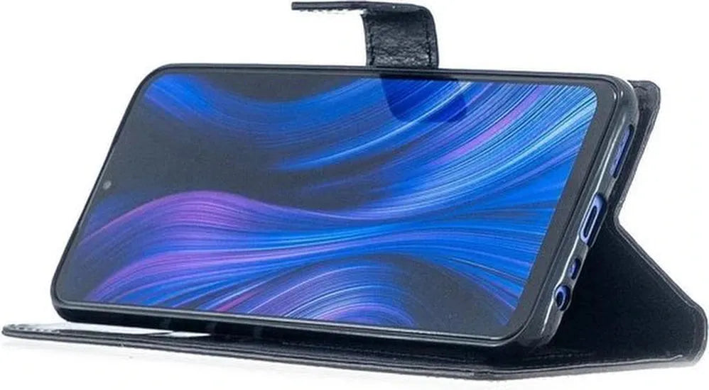 Xiaomi Redmi 9 Hoesjes – Portemonnee Book Case – Pasjeshouder – 2x Gehard Glas Screenprotector – Zwart-Ilumina Benelux