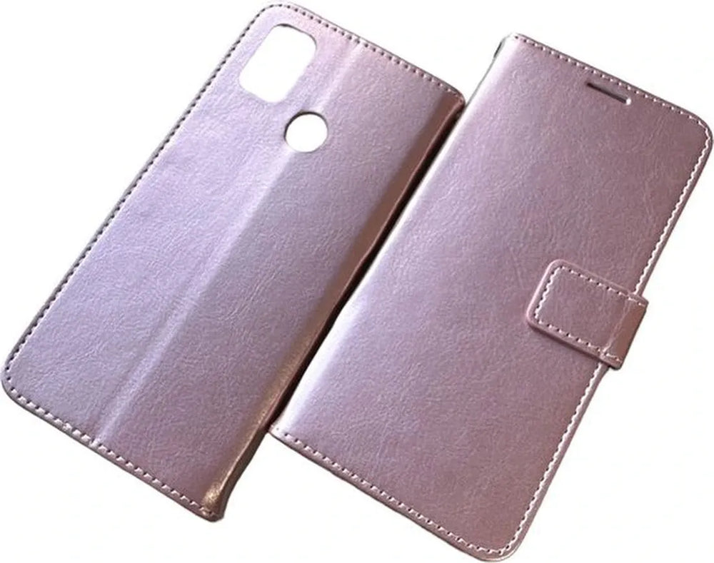 OnePlus Nord N10 Hoesjes – Portemonnee Book Case – Pasjeshouder – 2x Gehard Glas Screenprotector – Roségoud-Ilumina Benelux
