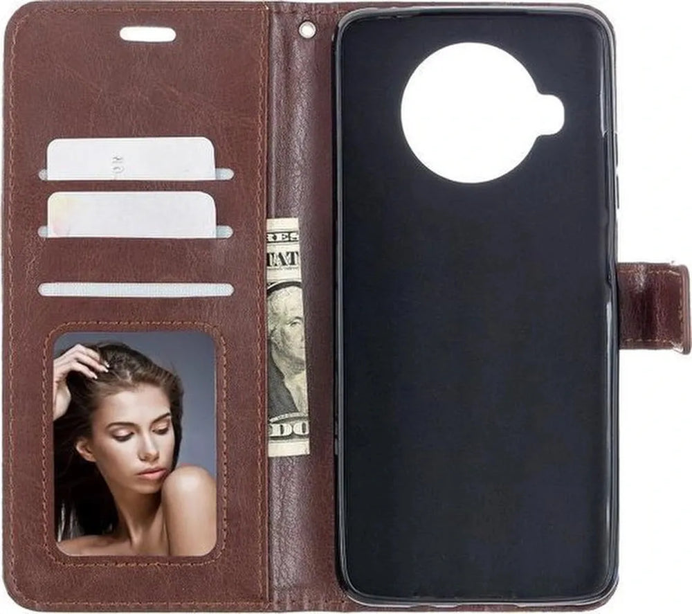 Xiaomi Mi 10T Lite Hoesjes – Portemonnee Book Case – Pasjeshouder – Magneetsluiting – Bruin-Ilumina Benelux