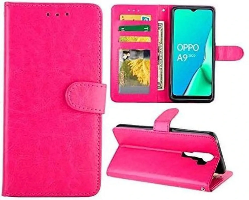 Oppo A9 2020 / A5 2020 Hoesjes – Portemonnee Book Case – Pasjeshouder – Magneetsluiting – Roze-Ilumina Benelux