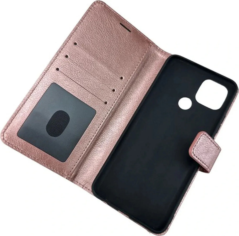 Oppo A15/A15s Hoesjes – Portemonnee Book Case – Pasjeshouder – Magneetsluiting – Roségoud-Ilumina Benelux