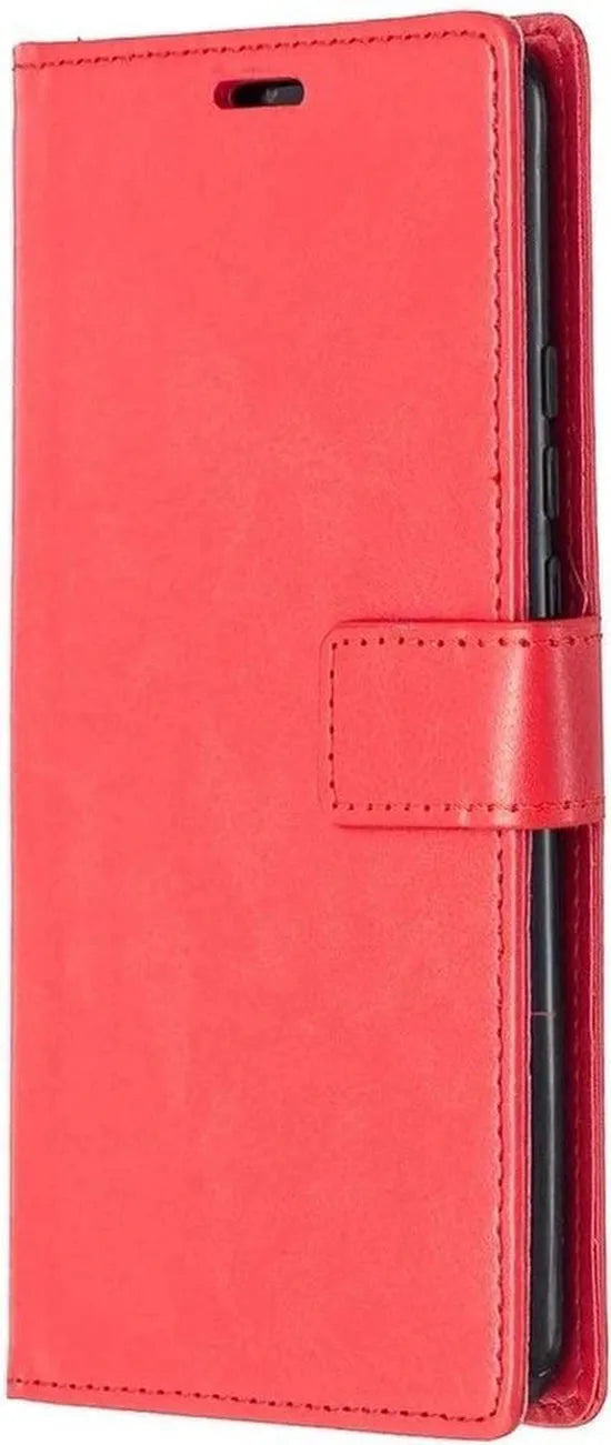 Xiaomi Redmi 9 Hoesjes – Portemonnee Book Case – Magneetsluiting – 2x Gehard Glas Screenprotector – Rood-Ilumina Benelux