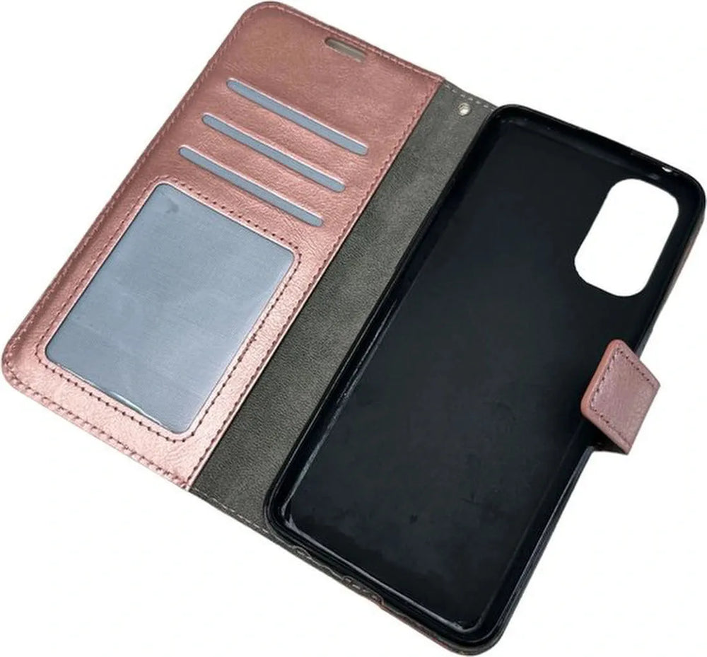 Oppo Reno 4 Pro 5G Hoesjes – Portemonnee Book Case – Pasjeshouder – Magneetsluiting – Roségoud-Ilumina Benelux