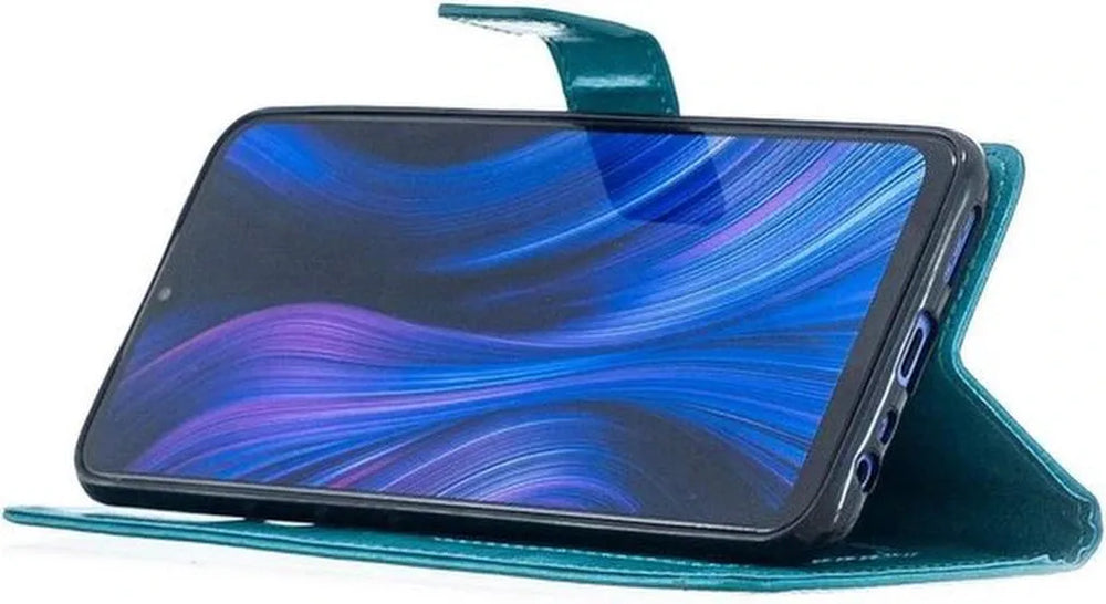 Xiaomi Redmi 9 Hoesjes – Portemonnee Book Case – Pasjeshouder – 2x Screenprotector Gehard Glas – Turquoise-Ilumina Benelux