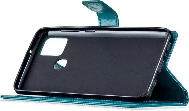OnePlus Nord N100 Hoesjes – Portemonnee Book Case – Pasjeshouder – 2x Glazen Screenprotector – Turquoise-Ilumina Benelux