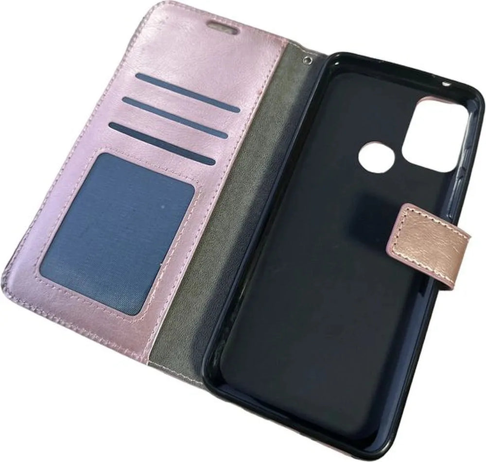 OnePlus Nord N100 Hoesjes – Portemonnee Book Case – Pasjeshouder – Magneetsluiting – Roségoud-Ilumina Benelux