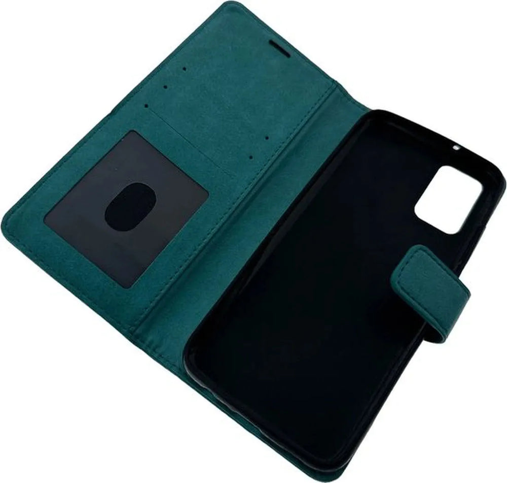 Samsung Galaxy A02s Hoesjes – Portemonnee Book Case – Pasjeshouder – Magneetsluiting – Turquoise-Ilumina Benelux