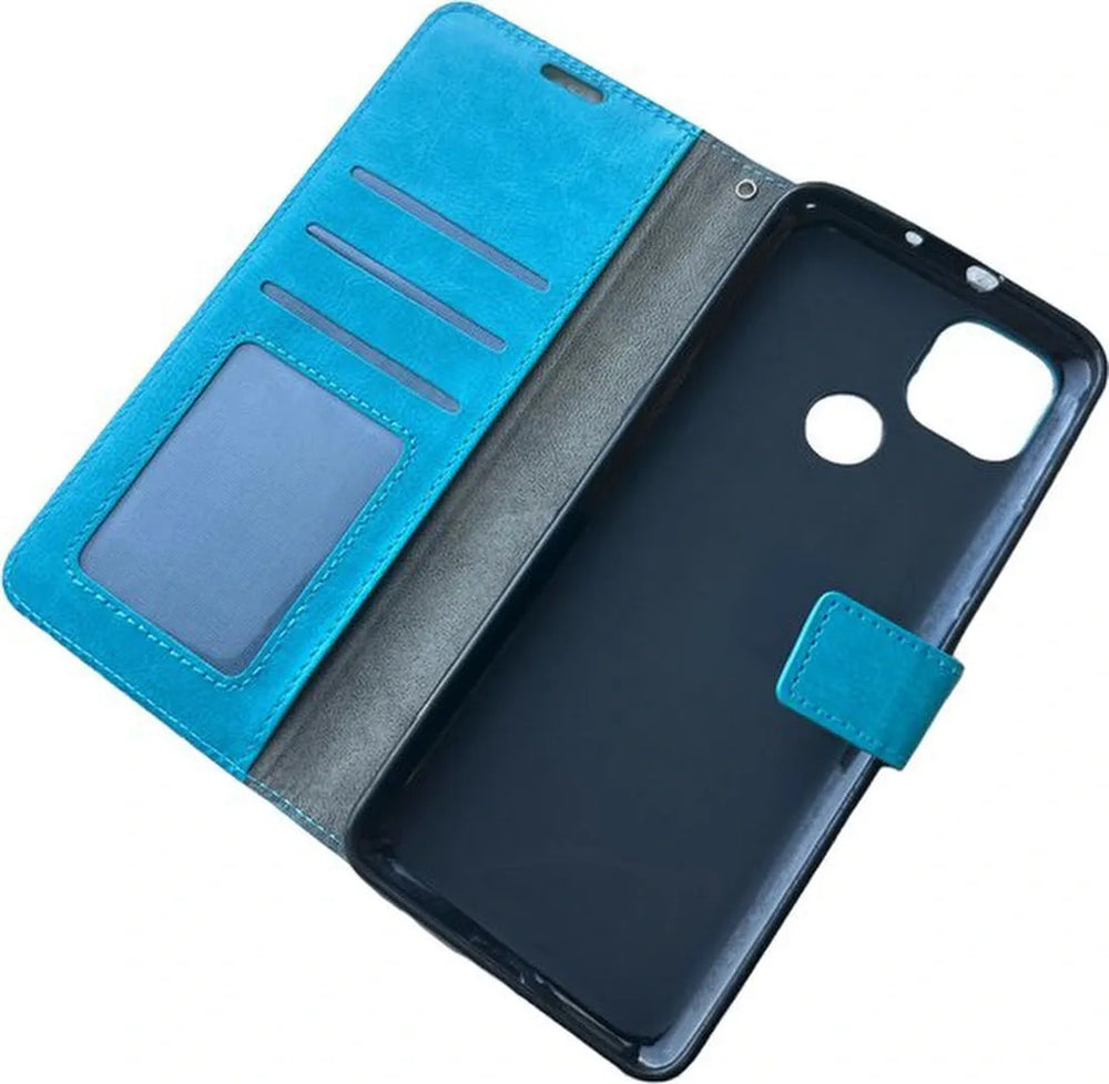 Motorola Moto G9 Power Hoesjes – Portemonnee Book Case – Pasjeshouder – 2x Screenprotector – Turquoise-Ilumina Benelux