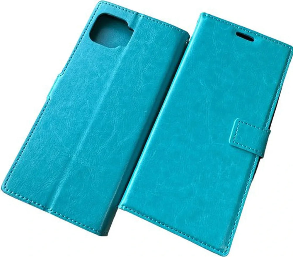 Oppo A73 Hoesjes – Portemonnee Book Case – Pasjeshouder – 2x Gehard Glas Screenprotector – Turquoise-Ilumina Benelux