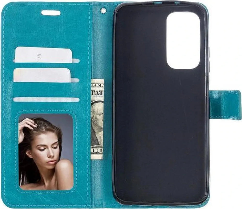Xiaomi Mi 10T / Mi 10T Pro Hoesjes – Portemonnee Book Case – Pasjeshouder – Magneetsluiting – Turquoise-Ilumina Benelux