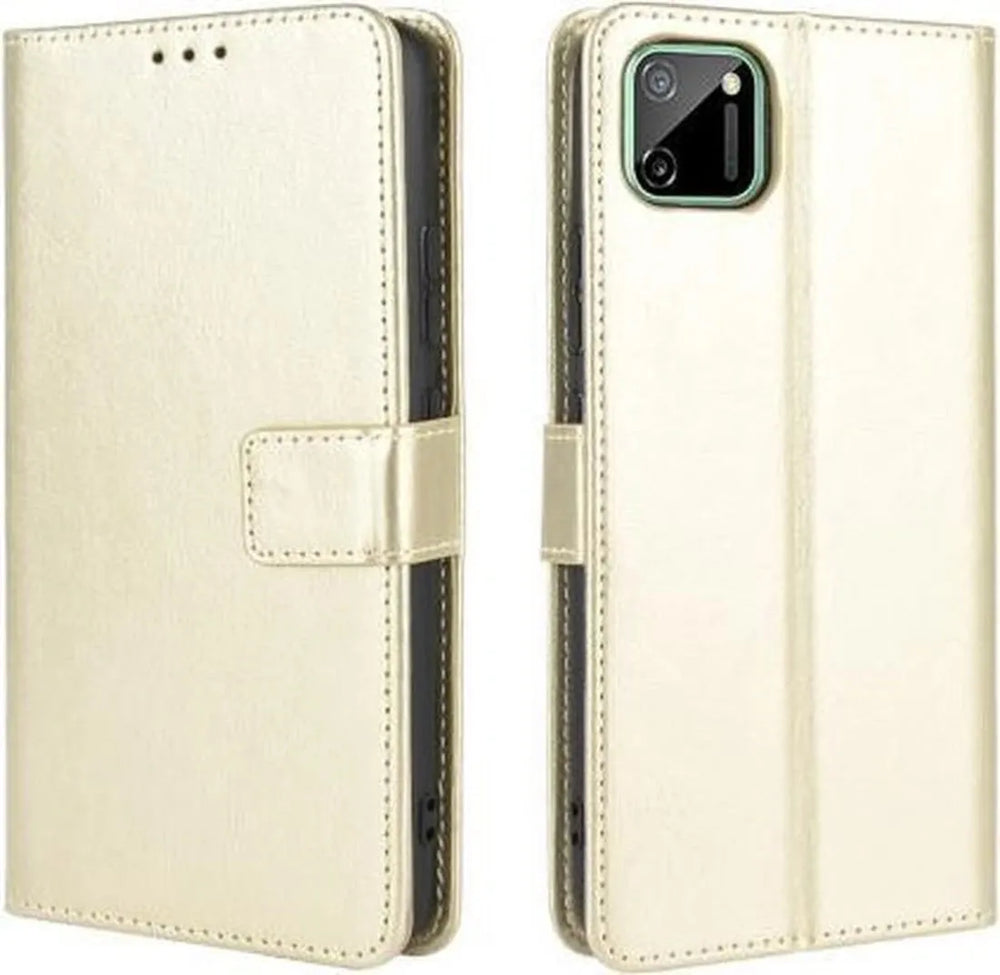 Realme C11 Hoesjes – Portemonnee Book Case – Pasjeshouder – Magneetsluiting – Goud-Ilumina Benelux
