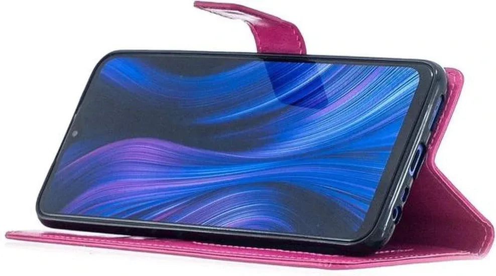 Xiaomi Redmi 9 Hoesjes – Portemonnee Book Case – Pasjeshouder – 2x Gehard Glas Screenprotector – Roze-Ilumina Benelux