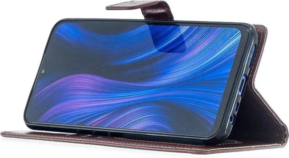 Xiaomi Redmi 9 Hoesjes – Portemonnee Book Case – Pasjeshouder – 2x Glazen Screenprotector – Bruin-Ilumina Benelux