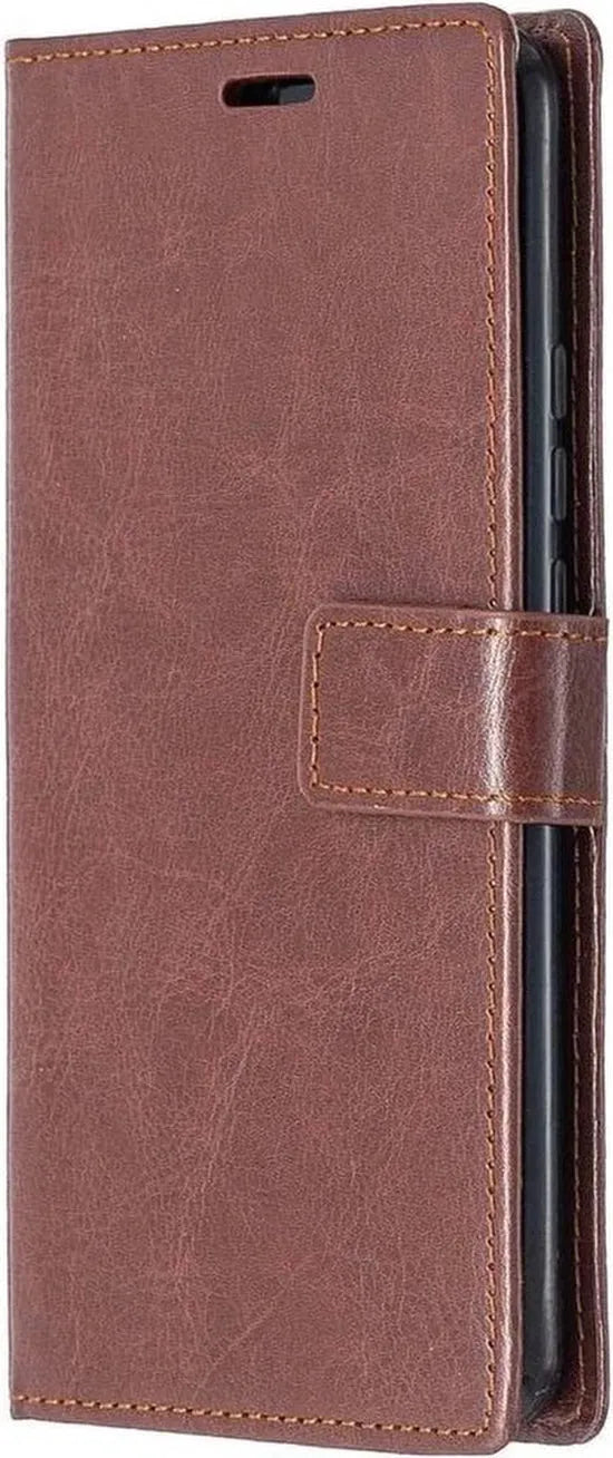 Xiaomi Redmi 9 Hoesjes – Portemonnee Book Case – Pasjeshouder – 2x Glazen Screenprotector – Bruin-Ilumina Benelux