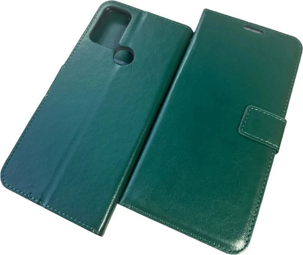 OnePlus Nord N100 Hoesjes – Portemonnee Book Case – Pasjeshouder – Magneetsluiting – Groen-Ilumina Benelux