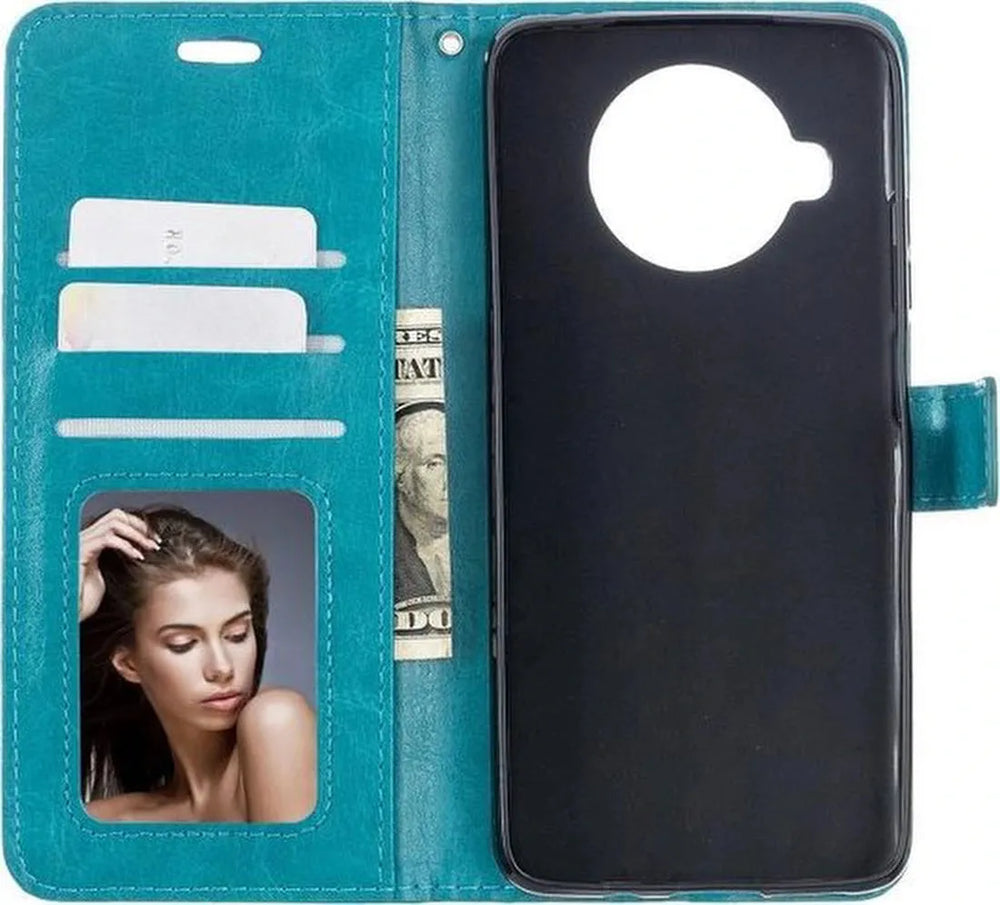 Xiaomi Mi 10T Lite Hoesjes – Portemonnee Book Case – Pasjeshouder – Magneetsluiting – Turquoise-Ilumina Benelux