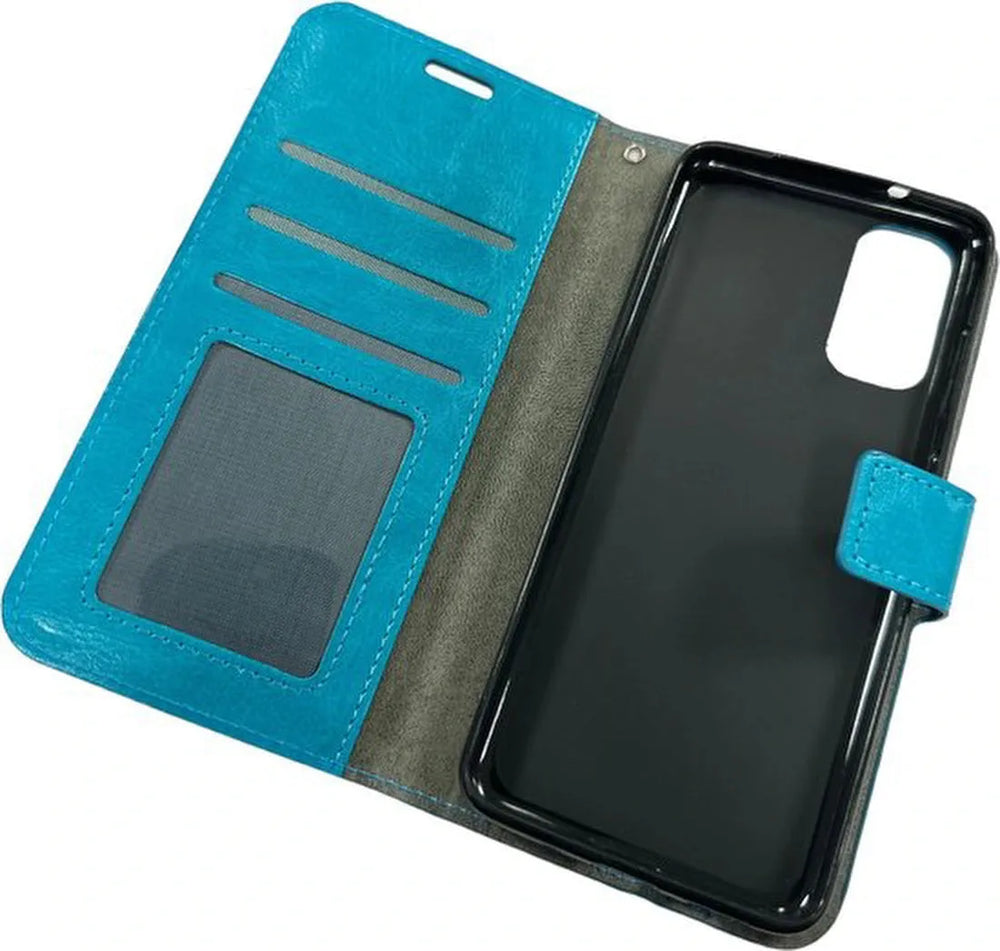 Samsung Galaxy A02S Hoesjes – Portemonnee Hoes – 2 Pack Screenprotector – Pasjeshouder – Turquoise-Ilumina Benelux