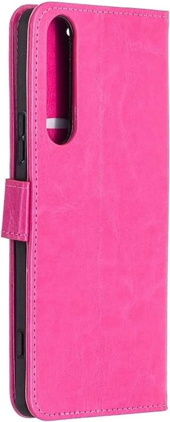 Sony Xperia 5 II Hoesjes – Portemonnee Bookcase – Pasjeshouder – 2 Pack Screenprotector Gehard Glas – Roze-Ilumina Benelux