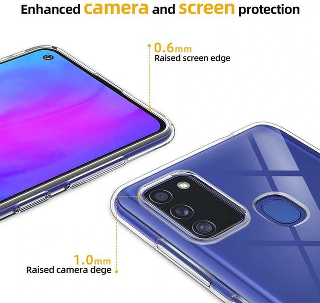 Silicone hoesje Transparant met 2 Pack Screenprotector Glas Geschikt voor: Samsung Galaxy M51