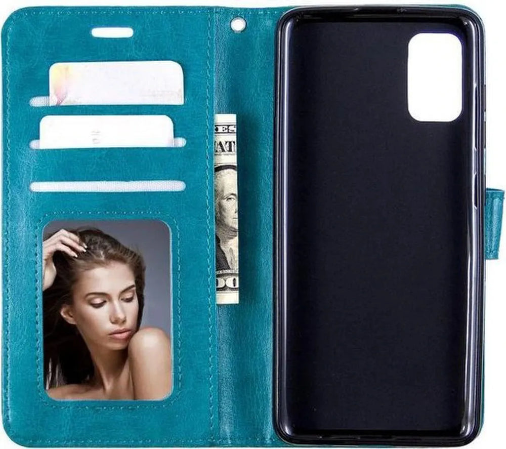Samsung Galaxy A42 5G Hoesjes – Portemonnee Book Case – Pasjeshouder – Magneetsluiting – Turquoise-Ilumina Benelux
