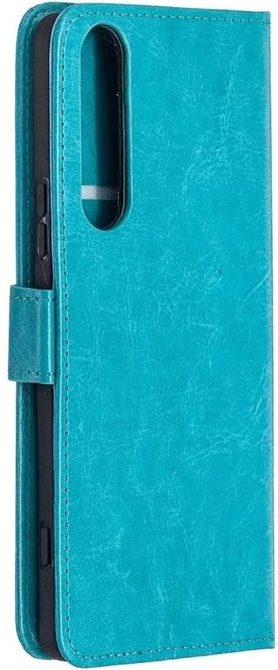 Sony Xperia 5 II Hoesjes – Portemonnee Bookcase – Pasjeshouder – 2 Pack Screenprotector Gehard Glas – Turquoise-Ilumina Benelux