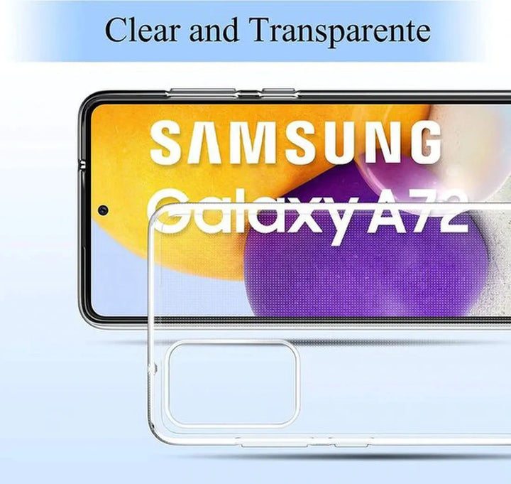 Samsung Galaxy A72 Hoesjes – Transparante Siliconen Backcover – 2 Pack Screenprotector Gehard Glas – Anti Kras-Ilumina Benelux