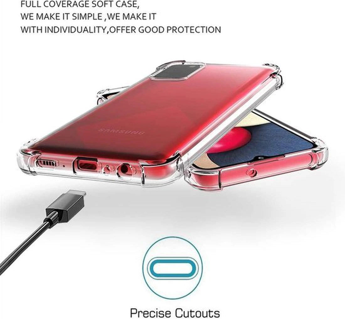 Shockproof Flexibele achterkant Silicone hoesje Transparant Geschikt voor: Samsung Galaxy A02S