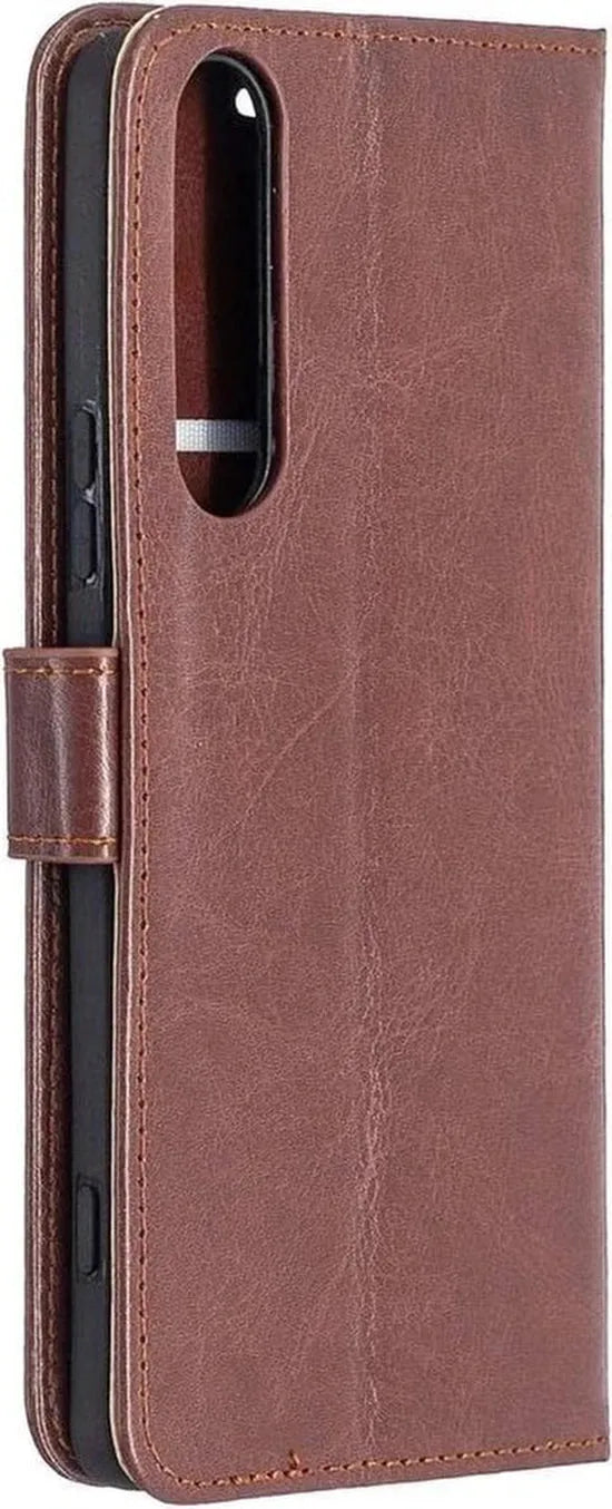 Sony Xperia 5 II Hoesjes – Portemonnee Bookcase – Magneetsluiting – 2x Screenprotector Gehard Glas – Bruin-Ilumina Benelux