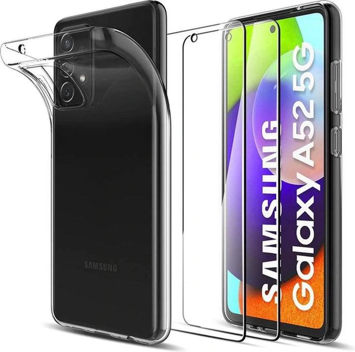 Samsung Galaxy A52/A52s Hoesjes – Transparante Siliconen Backcover – Inclusief 2x Screenprotector Gehard Glas – Anti-kras-Ilumina Benelux