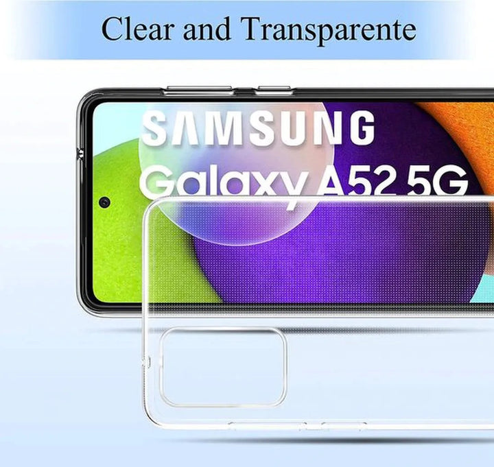 Samsung Galaxy A52/A52s Hoesjes – Transparante Siliconen Backcover – Inclusief 2x Screenprotector Gehard Glas – Anti-kras-Ilumina Benelux