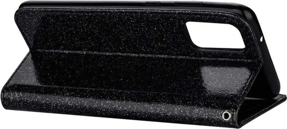 Samsung Galaxy S20 FE Hoesjes – Glitter Portemonnee Case – Rits & Koord – Pasjeshouder – Zwart-Ilumina Benelux