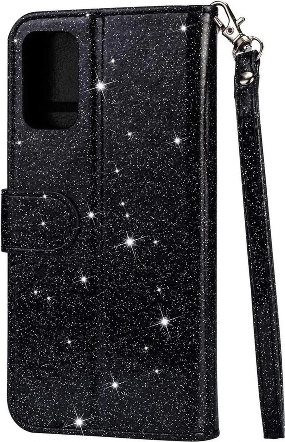 Samsung Galaxy S20 FE Hoesjes – Glitter Portemonnee Case – Rits & Koord – Pasjeshouder – Zwart-Ilumina Benelux