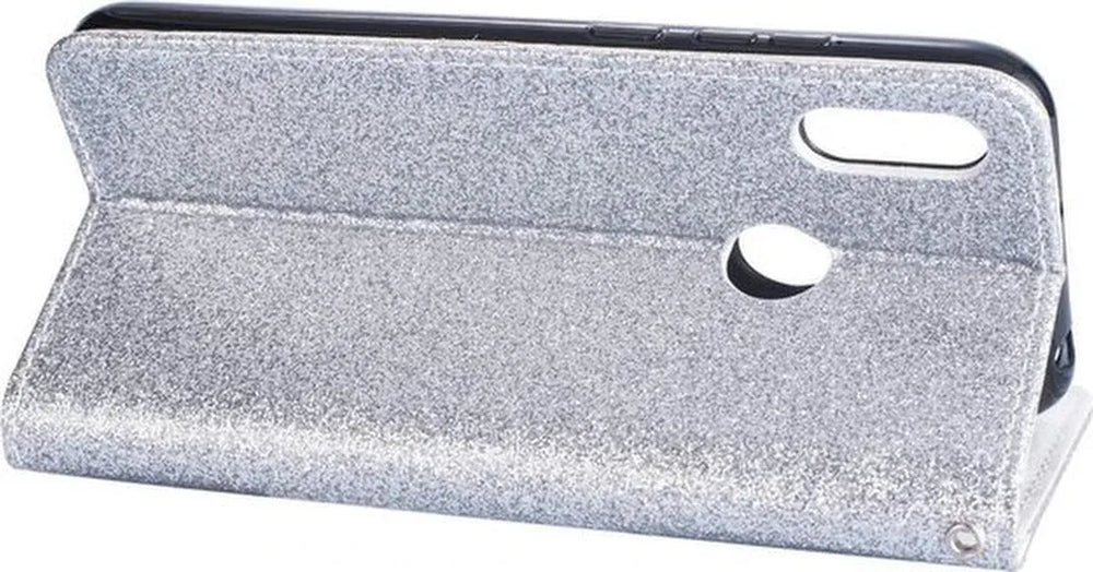 Samsung Galaxy M11 Hoesjes – Glitter Portemonnee Case – Rits & Koord – Pasjeshouder – Zilver-Ilumina Benelux