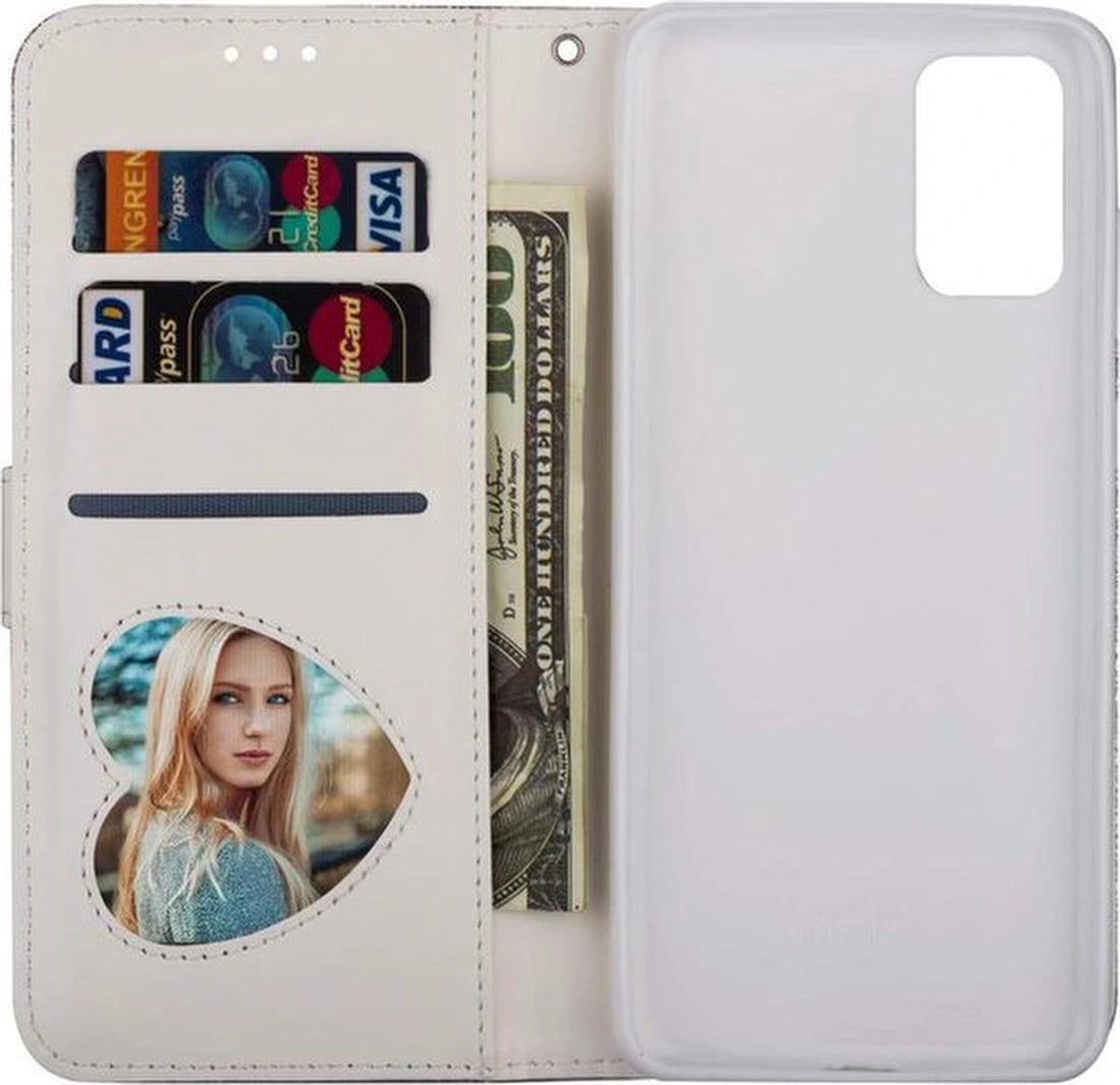 Samsung Galaxy M21 Hoesjes – Glitter Portemonnee Case – Rits & Koord – Pasjeshouder – Zilver