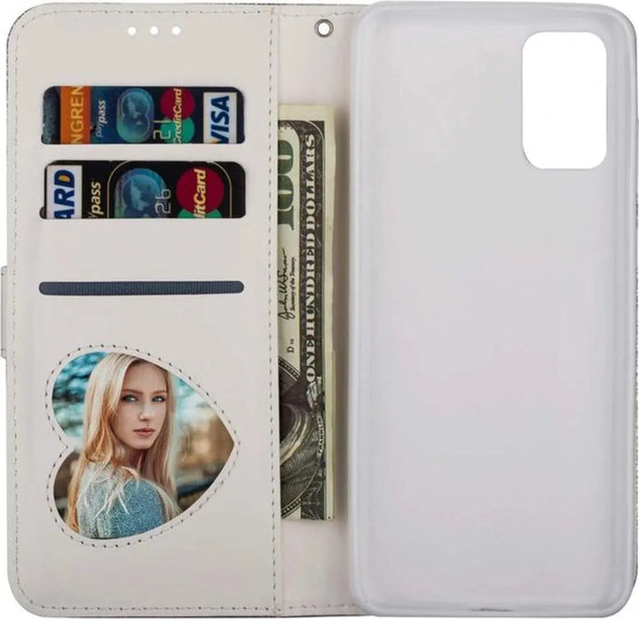 Samsung Galaxy M21 Hoesjes – Glitter Portemonnee Case – Rits & Koord – Pasjeshouder – Zilver-Ilumina Benelux