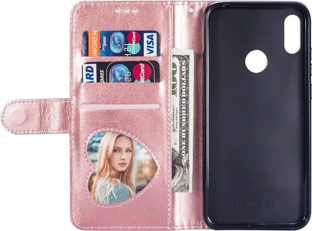 Samsung Galaxy M11 Hoesjes – Glitter Portemonnee Hoes – Rits & Koord – Pasjeshouder – Roségoud-Ilumina Benelux
