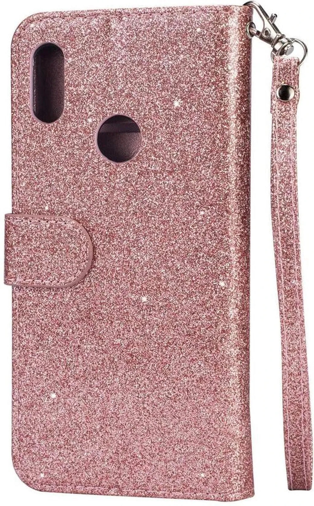 Samsung Galaxy M11 Hoesjes – Glitter Portemonnee Hoes – Rits & Koord – Pasjeshouder – Roségoud-Ilumina Benelux