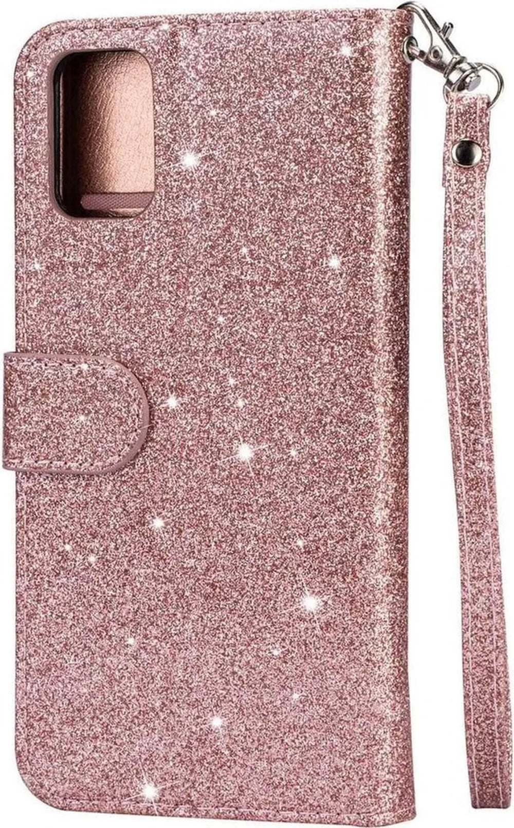 Samsung Galaxy M31S Hoesjes – Glitter Portemonnee Case – Rits & Koord – Pasjeshouder – Roségoud-Ilumina Benelux