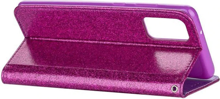 Samsung Galaxy S20 FE Hoesjes – Glitter Portemonnee Case – Rits – Koord – Pasjeshouder – Paars-Ilumina Benelux