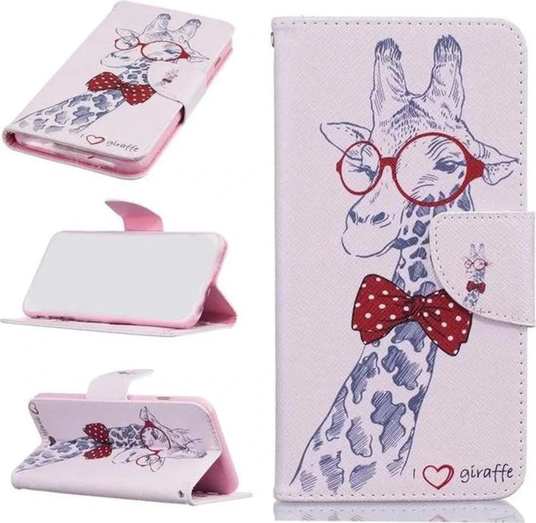 Samsung Galaxy S20 Ultra Hoesjes – Bookcase Portemonnee Hoes – Magneetsluiting – Standfunctie – Giraffe Print-Ilumina Benelux
