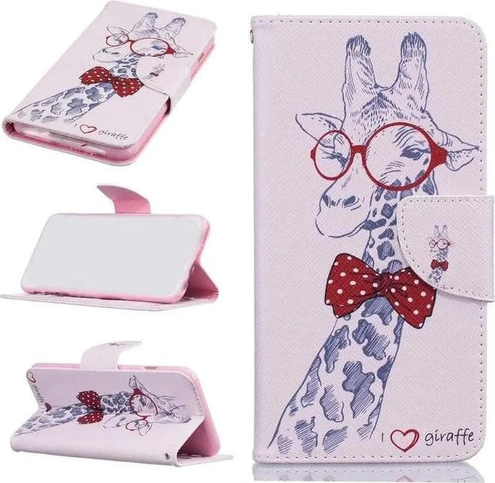 iPhone XS Max Hoesjes – Bookcase Portemonnee Hoes – Magneetsluiting – Giraffe Print-Ilumina Benelux